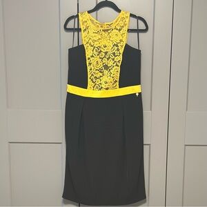 Cannella Sleeveless Cocktail Dress US Sz 14 (50) Lace Colorblock Italy Designer